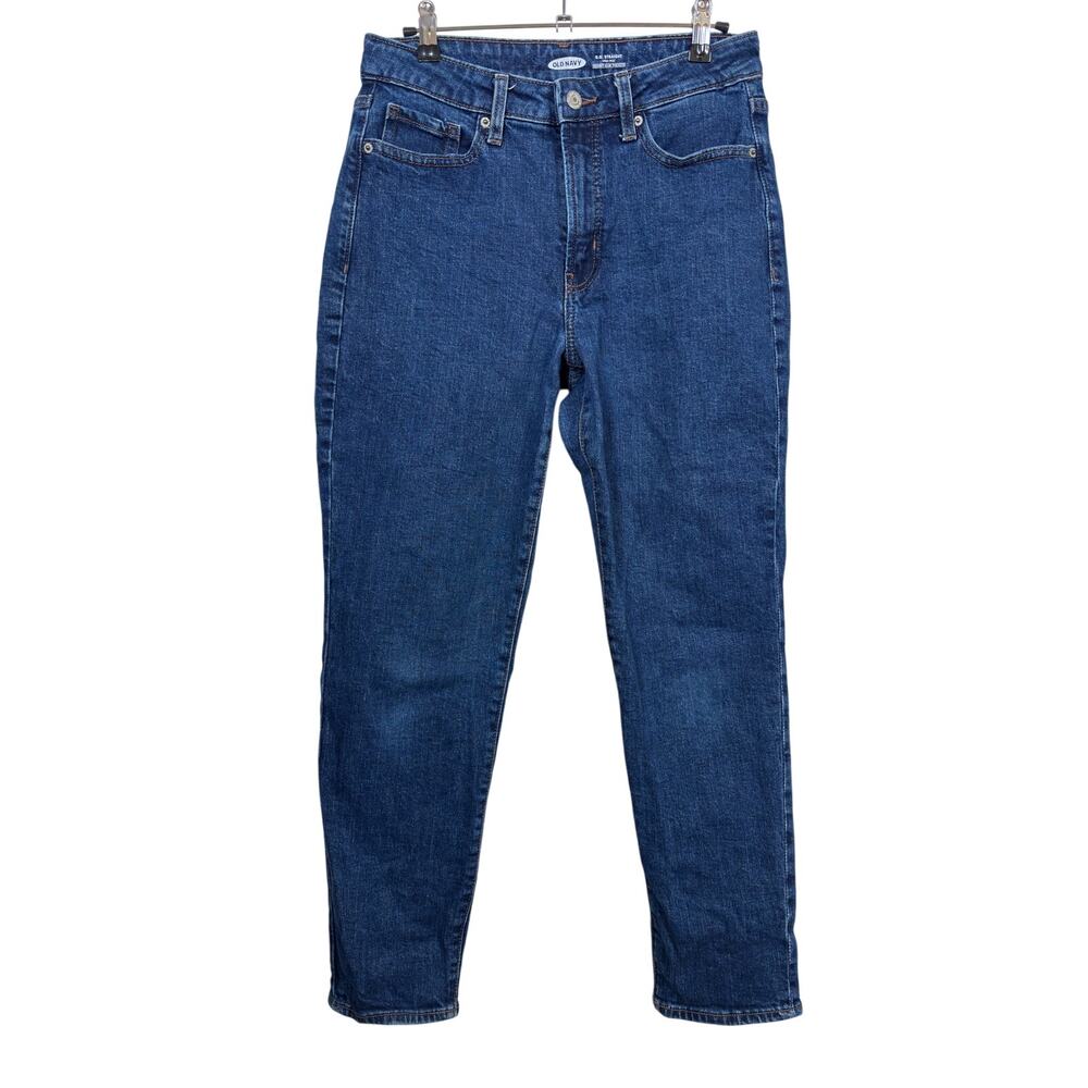 Old Navy O.G. Straight Jeans Womens 6 Blue High Rise Ankle Stretch Medium Wash